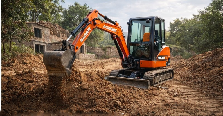 Movimiento de tierras con mini excavadora